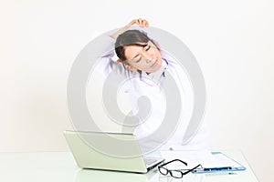 Young Japanese female doctor takes a restÃ£â¬â¬